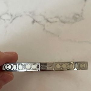 Coach Bangle Bracelet - Silver snd White, Signature Design